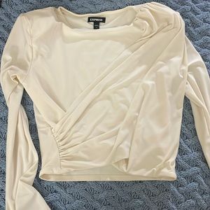 Express Ruched Front Draped Shoulder Pad Top Size Small